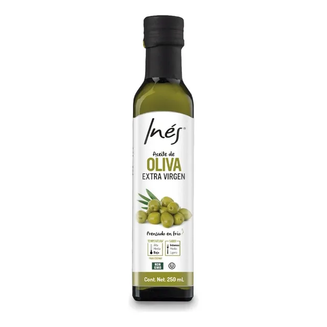 Inés aceite de oliva extra virgen sin gluten 250 ml Cocinar Horear Aderezo Marinar Antioxidantes Vitamina E Omega 3 Libre Colesterol Órganico Saludable