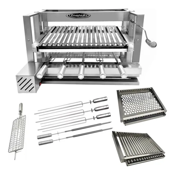 Churrasqueira Inox Elevante Grill 715 Motor 5 Espetos Girato