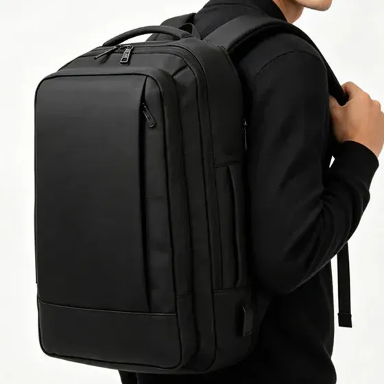 Mochila À Prova D'água Reforçada Expansível Para Viagens Diá Preto