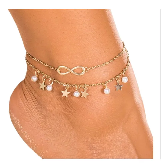 Pulsera De Tobillo De Mujer Acero Inoxidable Laminado 22cm.