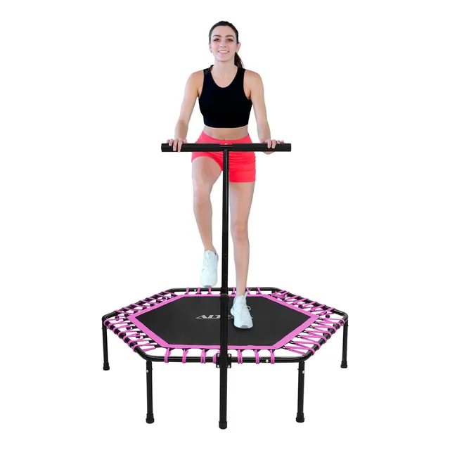 Trampolin Ejercicio Aerobico Altera Fitness Hexagonal Con Barra Agarradera Gym Jumping Aerobics Color Rosa