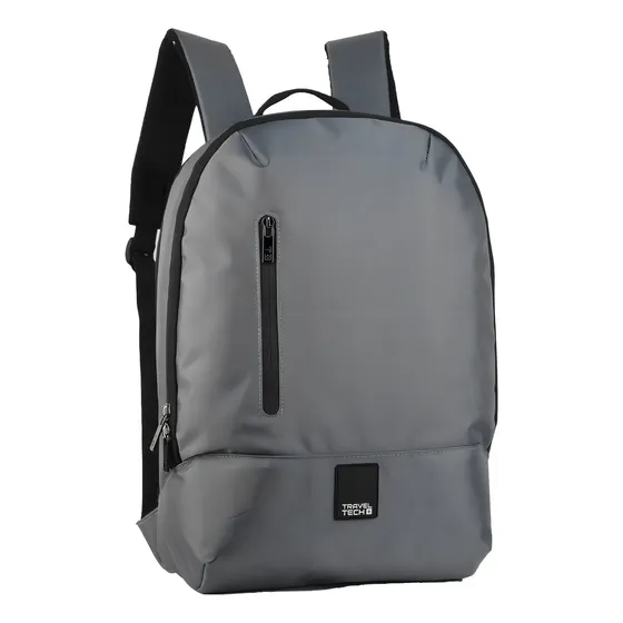 Mochila Reforzada Portanotebook Travel Tech Color Gris Diseño De La Tela Lisa