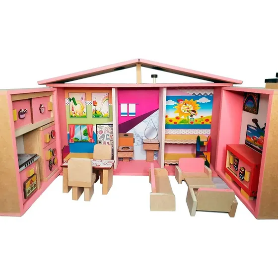 Casinha De Boneca Maleta Com Móveis Madeira Casa Lol Polly 