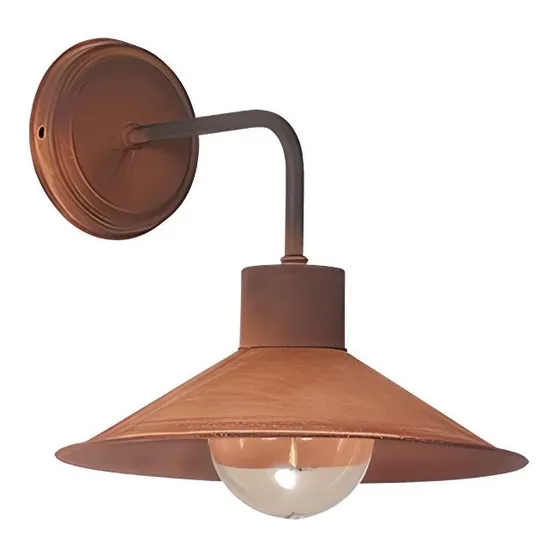 Aplique Spot De Pared Pantalla Chapa Oxidado Con Barral L