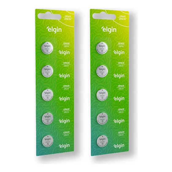 10 Baterias Pilhas Lithium 3v Elgin Cr1632 2 Cartelas