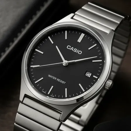 Relógio Casio A180 Vintage Mostrador Preto Redondo Premium Prateado Preto