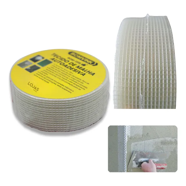 Fita Telada De Malha Fibra Drywall Reparos Rachaduras Parede