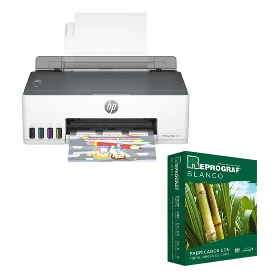 Combo Impresora Hp Smart Tank 210 Blanca + Resma