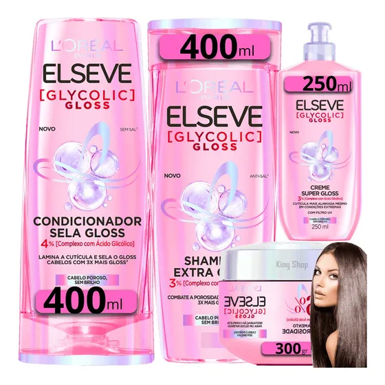 Kit Shampoo Condicionador 400ml Creme Elseve Glycolic Gloss