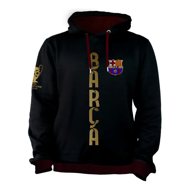 Buzo Hoodie Negro En Algodón Perchado Barcelona Fan