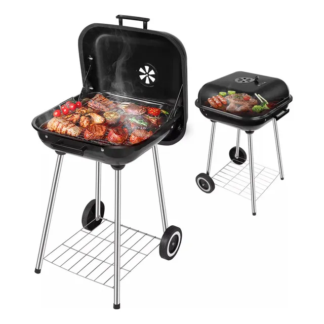 Novangua K-132 Asador de Carbón Portátil de Diámetro 46cm Parrilla Grill Para Cocinar en El Hogar Ahumador con Llantas Transportadoras Rejillas de Ventilación Dobles Para Control de Temperatura New