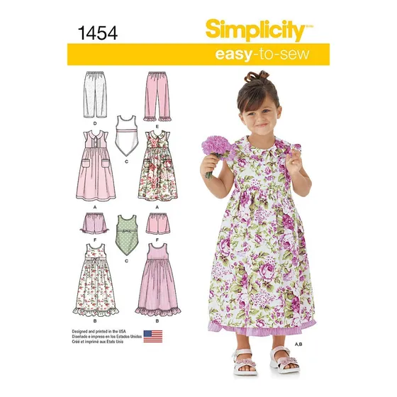 1454 Vestido Niña Facil Coser Top Pantalon Corto Patron 3-8