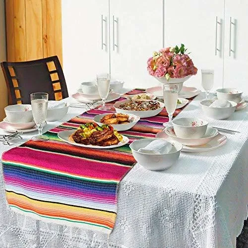 Camino Mesa Sarape Mexicano 14 80 Manta Tejida Raya Boda