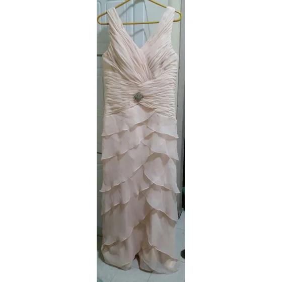 Vestido Largo De Fiesta Talla M Color Crema