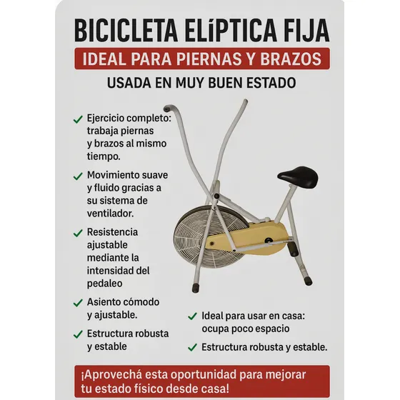 Bicicleta Fija Eliptica.ejercicios Piernas Y Brazos.air Bike
