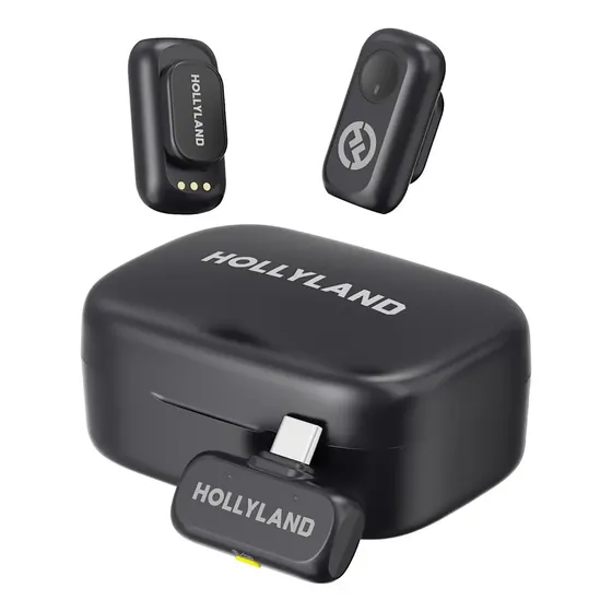Hollyland Lark A1 Duo Mini Micrófono Inalámbrico Para iPhone 15/16 Y Android 2 Tx + Usb-c Rx Estuche de Carga Micrófono Magnético