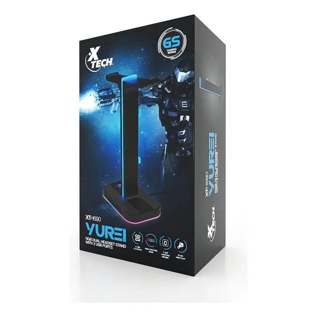 Soporte Audífonos Gamer Rgb Xtech Xth-690 Color Negro