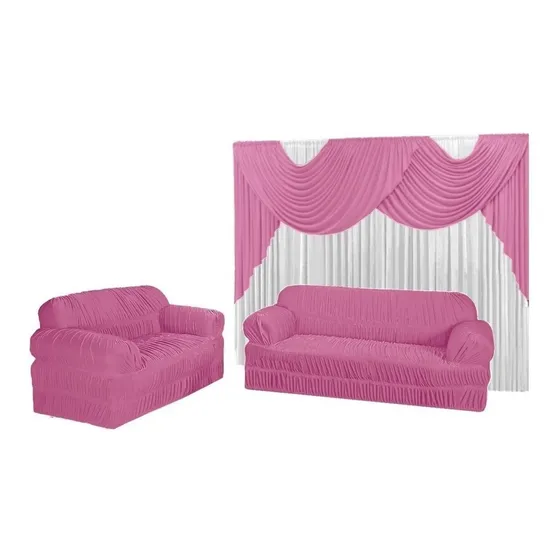 Kit Sala Conforto Com Cortina 2 M + Kit Capa 3e2 Lugares