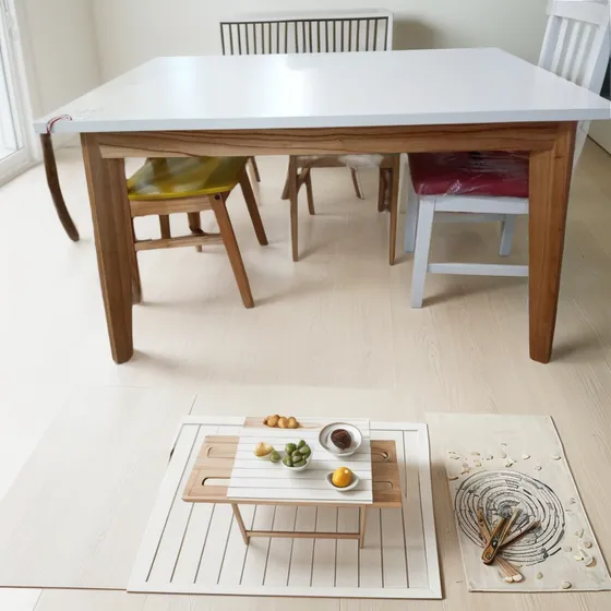 Mesa Madera Barulich Mod. Paraiso Tapa Blanca 1.30 X 0.85