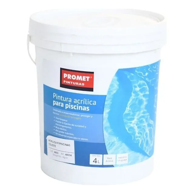 Pintura Acrílica De Piscina Base Acuosa 4 Lts Celeste Promet