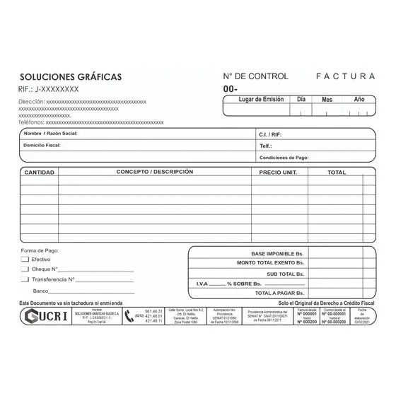 Talonarios Facturas Seniat Entrega En 24 Horas 