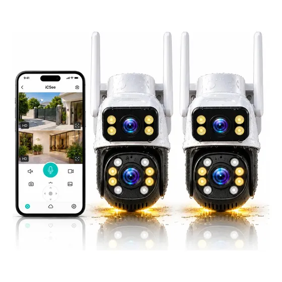 Kit com 2 Câmeras de Segurança Externa Lente Dupla Monitoramento Residencial Comercial IP Davely A-28 3MP Wi-Fi Externa com Visão Noturna