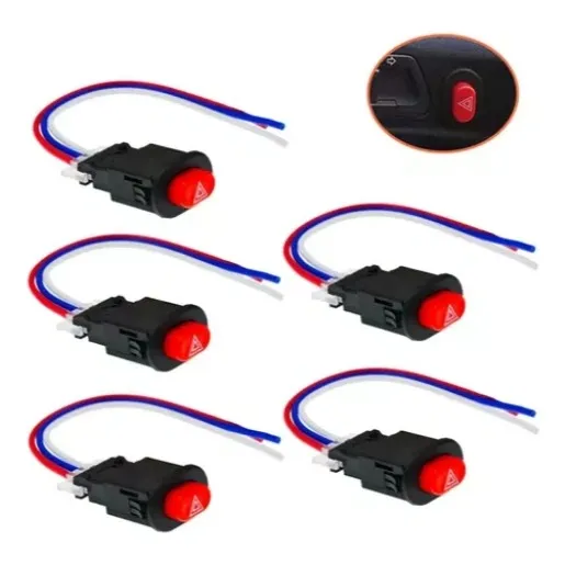 Botón Switch Intermitentes Moto O Auto Universal Arnes 5pcs