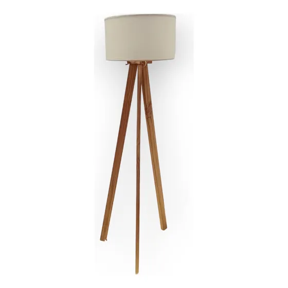 Lampara Pie Madera Trípode Alta Living Velador Vintage Deco