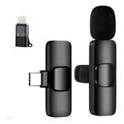 Microfono Inalambrico Para Android Microfono Lavalier Usb C Negro