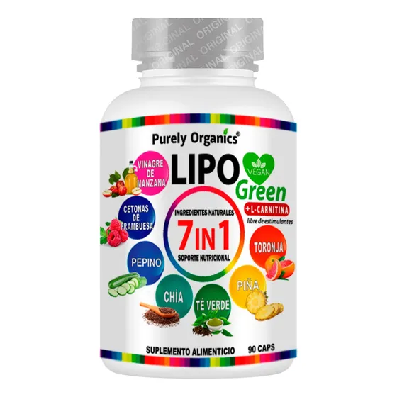 LipoGreen 7 In 1 Orgánico 100% 90 Cápsulas Purely Organics