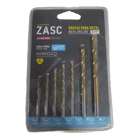 Juego De Brocas (mechas) Para Metal (1/16 - 1/4) Zasc 7 Pcs