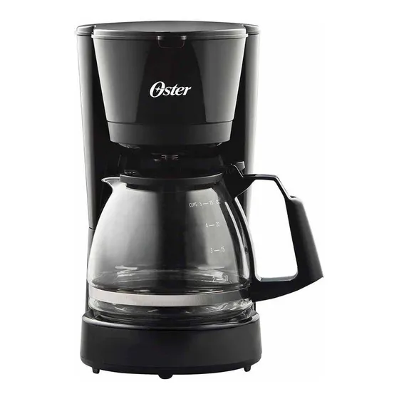 cafetera 5 tazas oster filtro permanente jarra de vidrio color negro