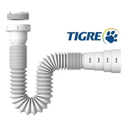 Sifão Sanfonado Ajustável Flexível Multiuso Universal Branco Tigre Ideal Torneiras Pias Lavatórios