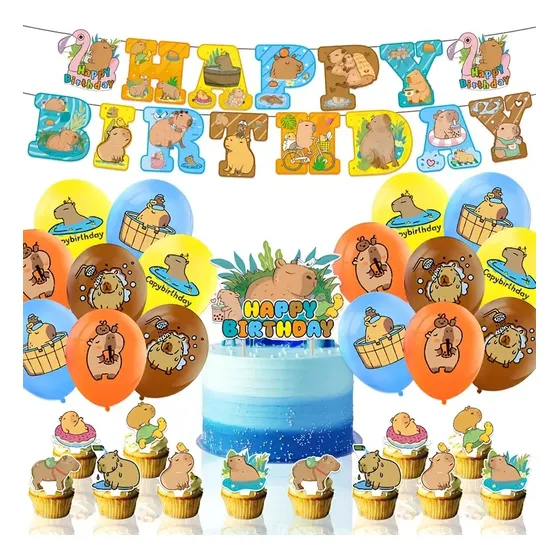 Set Decoración Cumpleaños Capibara Carpincho Chigüiro Fiesta