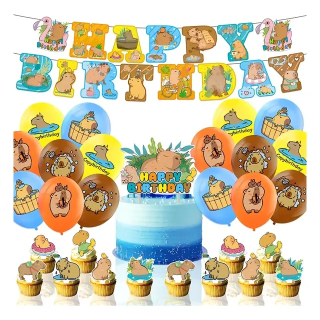 Set Decoración Cumpleaños Capibara Carpincho Chigüiro Fiesta