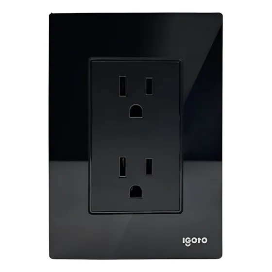 Placa Cristal Contacto Duplex 125-250v Negro Igoto Negro