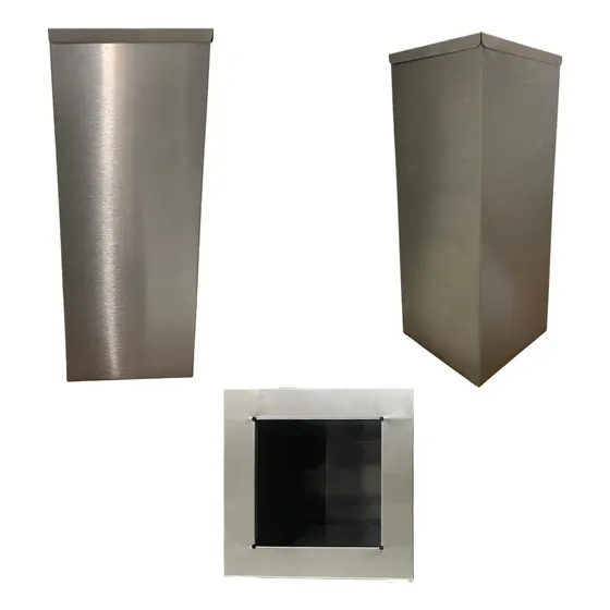 Lixeira Em Aço Inox Quadrada Com Tampa Aberta 36l