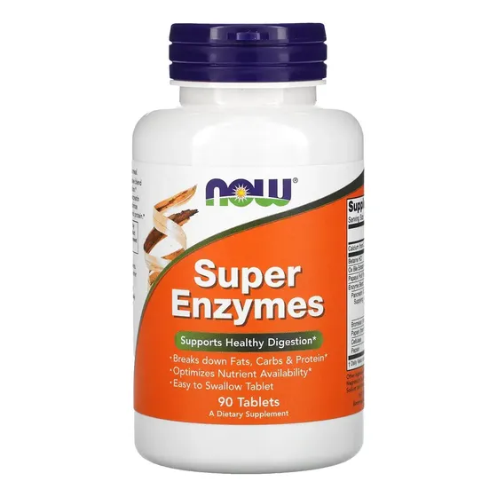 Enzimas superdigestivas Now Foods, 90 comprimidos, sabor sin sabor | Cuotas sin interés