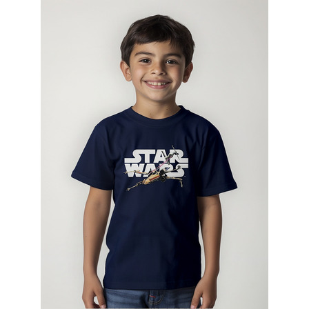Playera Niño Batalla Espacial Star Wars Producto Oficial Marino S Lisa Playera Niño Batalla Espacial Star Wars Producto Oficial Marino S Lisa