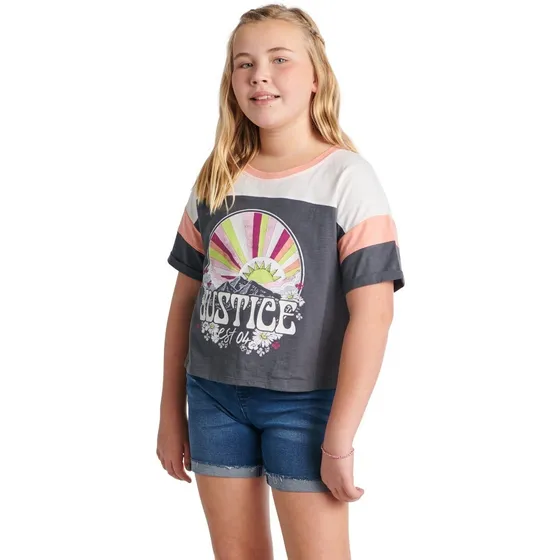 Blusa Justice Para Niñas Original Manga Corta Camiseta Top