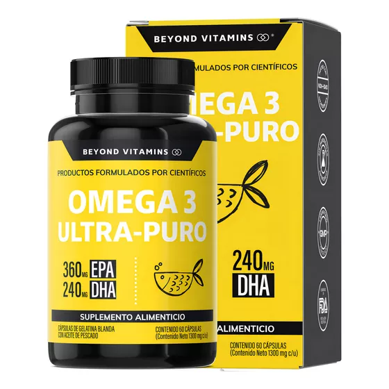 Omega 3 Premium 1000mg Suplemento Alimenticio Aceite De Pescado Como Tg Beyond Vitamins Sin Sabor Sin Rellenos 60 Cápsulas