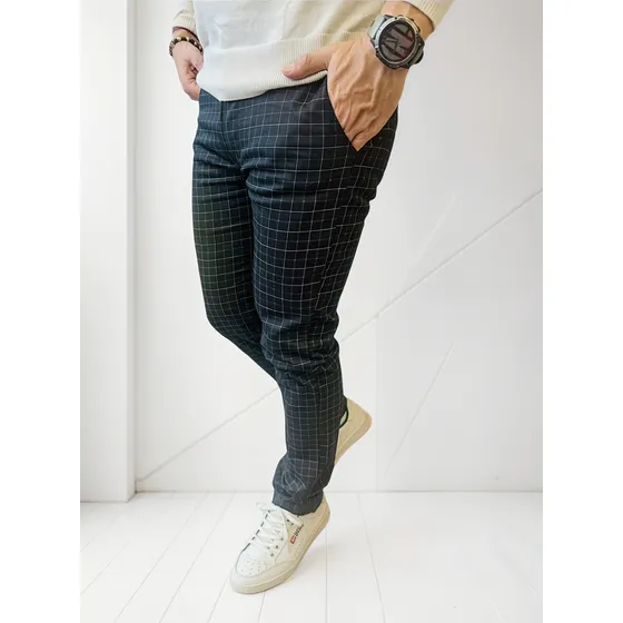 Pantalón Dril Licrado Hombre Cuadros