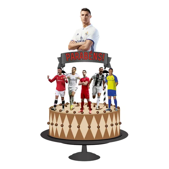 Topo De Bolo Topper Bolo Aniversário Cristiano Ronaldo Full