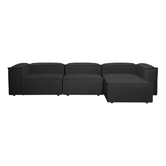 Sala Esquinera Moderna Minimalista Latt Sillón Modular Lino Color Negro Diseño De La Tela Lino Dalton