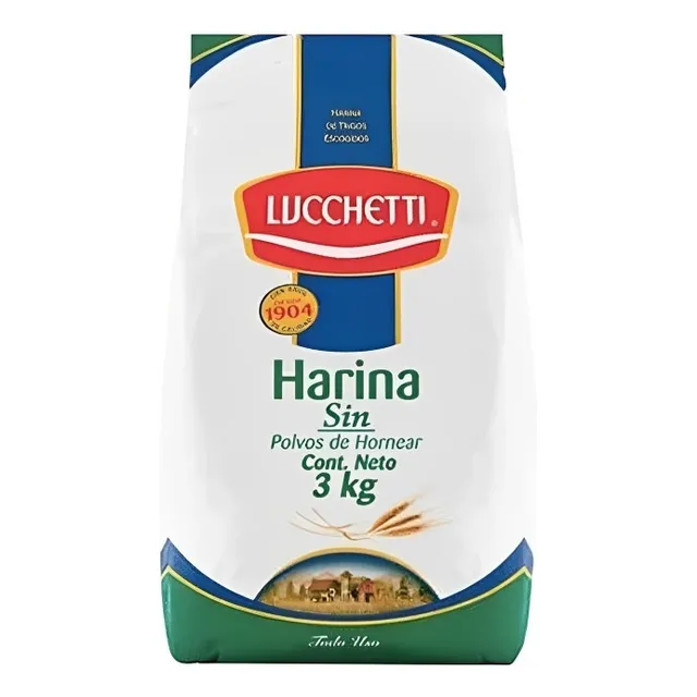 Harina Corriente Sin Polvos De Hornear Lucchetti 3kg