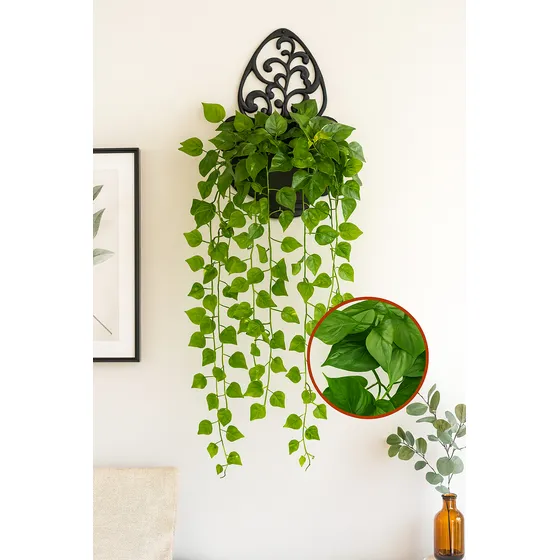 Planta Artificial Jiboia Pendente 110cm Folhas Realista 2 Un