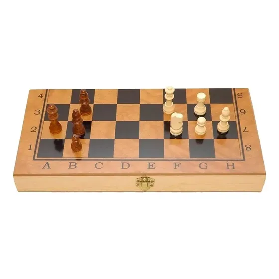 Tablero De Ajedrez Plegable 3 En Uno Damas Backgamon - 40cm
