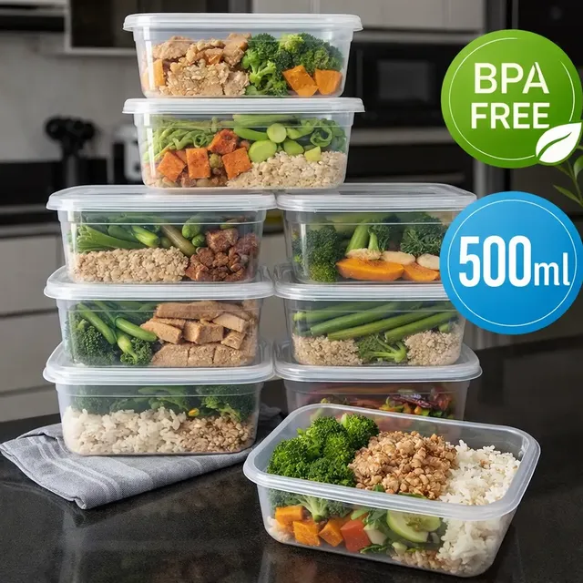 Kit 10 Potes Transparentes 500ml Bpa Free Microondas Freezer