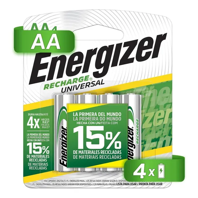 Pilas recargables Energizer AA 1.2V blister 4 unidades