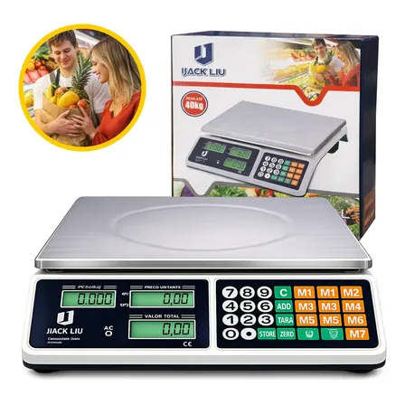 Balança Comercial 40kg Digital Display Duplo Bateria Hw 127/220v Cinza